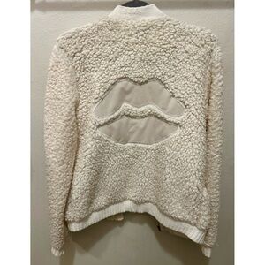 💋LAUREN MOSHI COLLECTION Lips Sherpa Bomber Jacket White